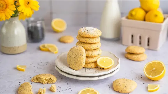 Cytrynowe ciasteczka owsiane z makiem