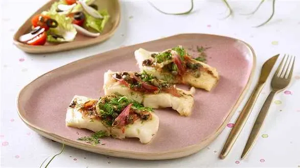 Zębacz smugowy pieczony w limonkowej marynacie 