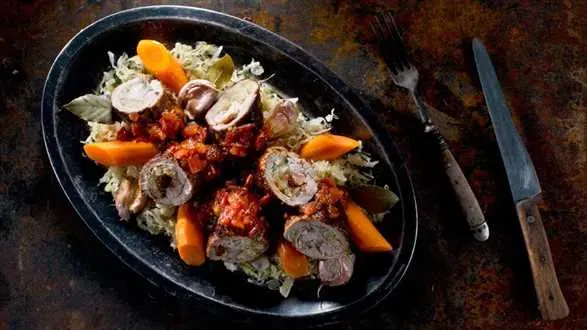 Zrazy z szynki wieprzowej w sosie musztardowym