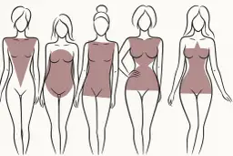 Siluetas femeninas con formas de cuerpo: triángulo invertido, óvalo, rectángulo, reloj de arena y estrella.