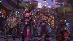 Czterech nowych **borderlands 4 characters** w futurystycznym mieście.