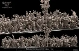 Horda orków z Avatars of War, gotowa do walki. Te figurki to prawdziwi "avatars of war", każdy z własną bronią i tarczą.