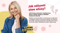 Uśmiechnięta blondynka z siwymi włosami. Porady, jak dbać o siwe włosy, by były zdrowe i lśniące.