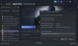 Instalacja gry Counter-Strike: Global Offensive na Steam. Okno pokazuje, jak przenieść gry Steam, wybierając lokalizację instalacji i tworząc skróty.