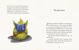 Zielony stworek czyta "Przewodnik dla przewodników". Opowieść na dobranoc zaczyna się, gdy zapada noc.