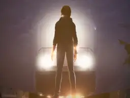 Chloe z "Life is Strange: Before the Storm spolszczenie" stoi przed oślepiającym światłem.