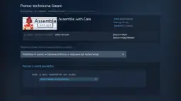 Ekran pomocy technicznej Steam, pokazujący opcję jak zwrócić grę Steam "Assemble with Care" zakupioną 12 marca.