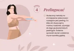 Kobieta wykonuje peeling, by zmniejszyć widoczność rozstępów początkowa faza.