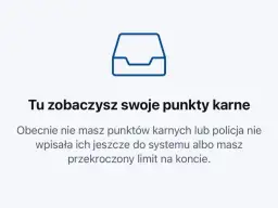 Ikona folderu i tekst: "Tu zobaczysz swoje punkty karne". Obecnie brak punktów, ale uwaga na recydywę za prędkość!