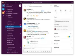 Kanał #social-media w Slacku, gdzie zespół koordynuje działania w mediach społecznościowych.