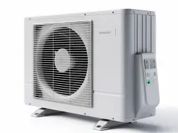 Biała pompa ciepła Gree czy Panasonic? Nowoczesny wygląd, panel sterowania z przyciskami. Idealna do domu.