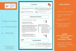 Wzór umowy o pracę na okres próbny w wersji Legal Design. Dokument zawiera sekcje dotyczące czasu pracy, obowiązków pracownika i wynagrodzenia.