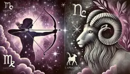 Dwa znaki zodiaku: Strzelec z łukiem i Koziorożec. Grudzień jaki znak zodiaku? To Koziorożec, symbolizujący wytrwałość.
