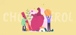 Ilustracja pokazuje serce, naczynia krwionośne i ludzi, którzy symbolizują walkę z wysokim cholesterolem. Dowiedz się, jak obniżyć cholesterol.