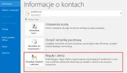 Zarządzaj regułami i alertami, aby organizować wiadomości e-mail. Ustawienia te pomagają w automatycznym przetwarzaniu poczty, np. jako autoresponder.