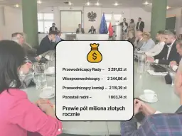 Zdjęcie przedstawia zebranie rady osiedla z widocznym na pierwszym planie podsumowaniem diet radnych.