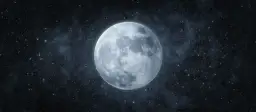 Pełnia Księżyca na tle gwieździstego nieba.