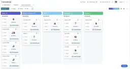 System CRM przykłady: tablica lejka sprzedażowego z transakcjami w różnych etapach: Nowe, Wstępna rozmowa, Oferta, Negocjacje, Wygrane.