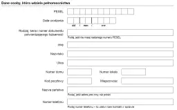 Formularz danych osoby udzielającej pełnomocnictwa, z polami do wpisania PESEL, daty urodzenia, danych adresowych i kontaktu. Przykład wypełnienia druku ZUS.