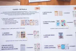 Instrukcja do gry podchody "Tajnej Misji". Zawiera wskazówki, jak ukryć listy i zagadki, oraz przykłady elementów gry.