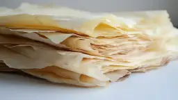 Una pila de finas láminas de masa filo, listas para crear deliciosas recetas.