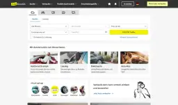 Strona AutoScout24 z formularzem wyszukiwania samochodów i sekcją "Mit AutoScout24 zum Wunschauto".