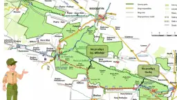 Mapa turystyczna Gór Świętokrzyskich na weekend. Znajdziesz tu szlaki piesze, drogi i ciekawe miejsca.