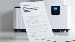 Dokument FAQ o magazynowaniu energii obok białego urządzenia z wyświetlaczem. Czy do fotowoltaiki potrzebny jest internet? Odpowiedź znajdziesz w dokumencie.