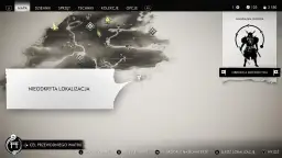 Mapa z gry Ghost of Tsushima, z zaznaczoną "NIEODKRYTA LOKALIZACJA". Może to być zakazana kapliczka.