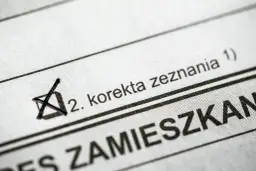 Zaznaczona korekta zeznania (art. 81 ordynacji podatkowej) na druku podatkowym.