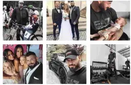 Wojtek Gola na zdjęciach: z rowerem, na ślubie, z dzieckiem, z kobietami, przy aucie, z psem. Jego wzrost jest imponujący.