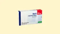 Opakowanie leku Atoris 20 mg, zawierające atorwastatynę, stosowanego jako leki na cholesterol.