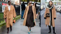 Tres mujeres lucen abrigos camel. Una combina botines camel mujer con un look elegante.