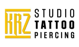 Logo studia tatuażu i piercingu "KRZ STUDIO TATTOO PIERCING" na białym tle.