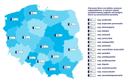 Mapa Polski z oznaczeniami literowymi województw i powiatów, wyjaśniająca system wpr rejestracja.