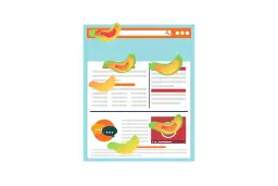 Analiza strony internetowej z kolorowymi plamami, sugerującymi heat mapping. Widoczne elementy: pasek wyszukiwania, artykuły, ikona czatu i odtwarzacz wideo.