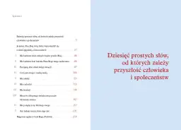 Spis treści z Dekalogiem i cytatem "Dziesięć prostych słów, od których zależy przyszłość człowieka i społeczeństw".