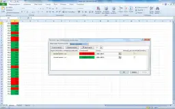 Excel: menedżer reguł formatowania warunkowego, gdzie komórki zmieniają kolor jeżeli wartość jest mniejsza lub większa od A1.