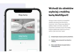 Ekran smartfona z aplikacją MultiSport i wirtualną kartą.