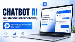 Chatbot AI na stronie internetowej. Wirtualny asystent oferuje automatyzację procesów i wsparcie dla biznesu.