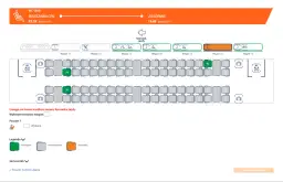 Wagony bez przedziałów EIC 1350 Warszawa-Zakopane. Widok miejsc w wagonach 11-17, z zaznaczonymi dostępnymi miejscami 14 i 18.