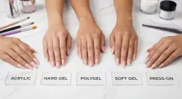 Różne metody przedłużania paznokci: akryl, hard gel, polygel, soft gel, press-on. Wybierz swoją ulubioną, by szybko przedłużyć paznokcie!