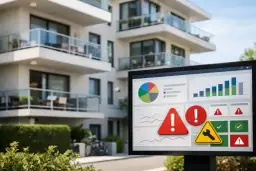 Écran affichant des graphiques et des alertes, idéal pour signaler un problème au syndic.