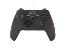 Czarny gamepad Genesis PV58 z podświetlanymi przyciskami i diodami LED.
