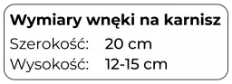 Wymiary wnęki na karnisz: szerokość 20 cm, wysokość 12-15 cm. Idealne do ukrytego karnisza w suficie podwieszanym.