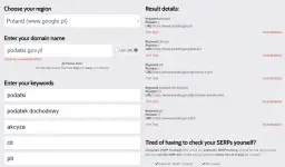 Wyniki wyszukiwania dla "podatki" pokazują, jak być widocznym w Google. Domena podatki.gov.pl zajmuje czołowe pozycje.