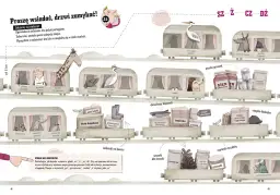 Zwierzęta i przedmioty w wagonach pociągu, ćwiczenia logopedyczne dla dzieci.