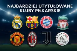 Herb Real Madryt, FC Barcelona, Bayern Monachium, Liverpool, Manchester United, AC Milan, Juventus, Ajax - znane kluby piłkarskie.