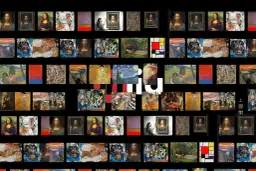 Collage aus berühmten Gemälden wie Mona Lisa, Der Schrei und Sternennacht.