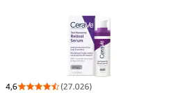 Sérum renovador con retinol de CeraVe, ideal para reducir líneas finas. El porcentaje de retinol encapsulado es clave para su eficacia.